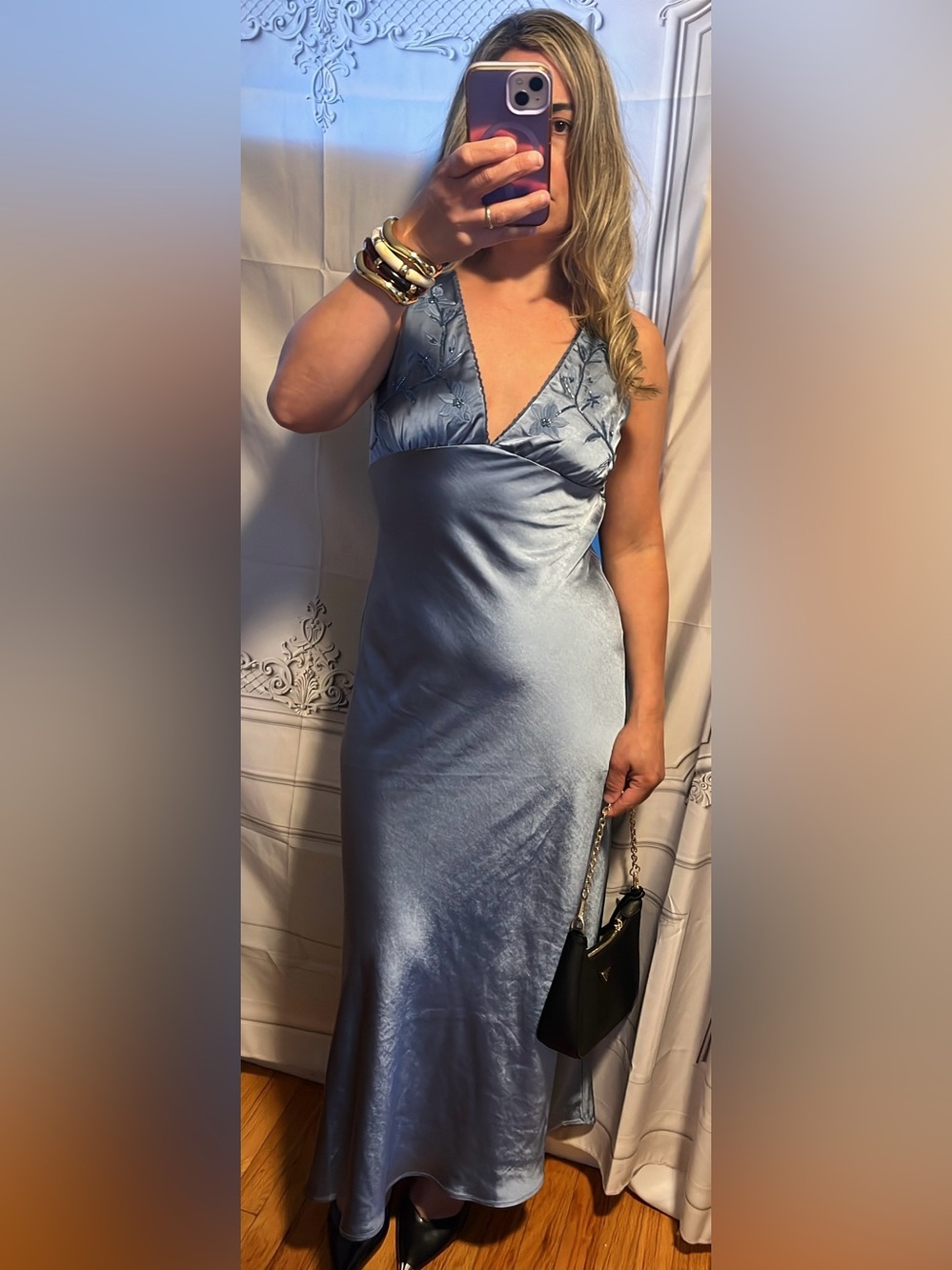 TREND NEW HOUSE OF HARLOW EMBROIDERED SATIN DRESS SIZE S and M 
🚨FIRM PRICE - Picture 6 of 14
